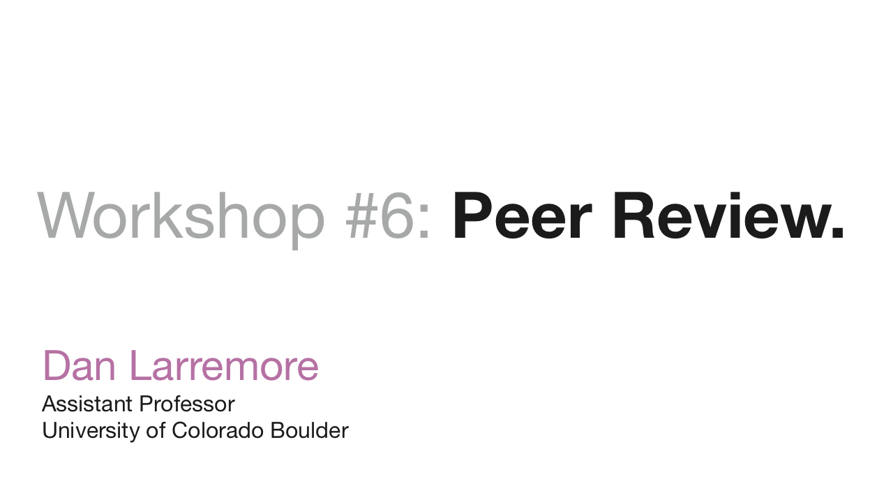 Workshop: Peer Review